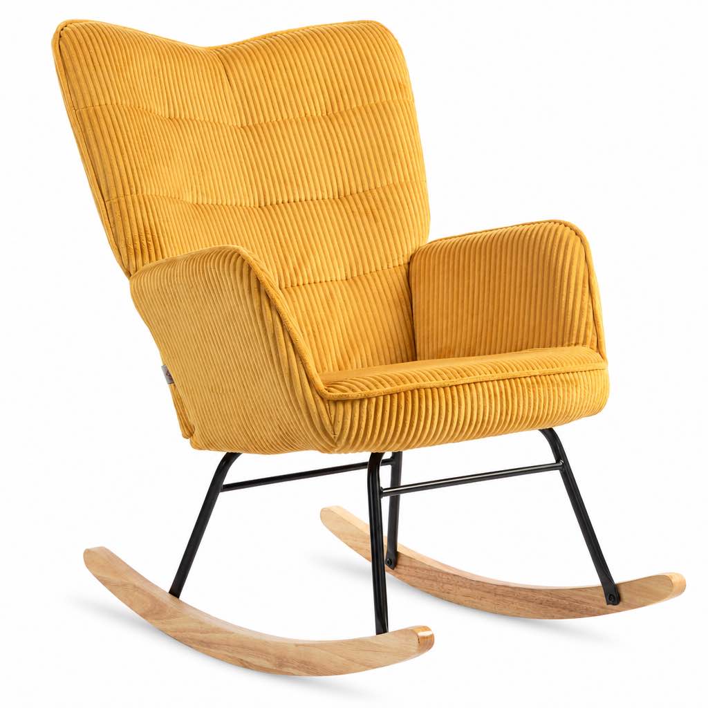 Fauteuil à bascule design en tissu côtelé jaune Image