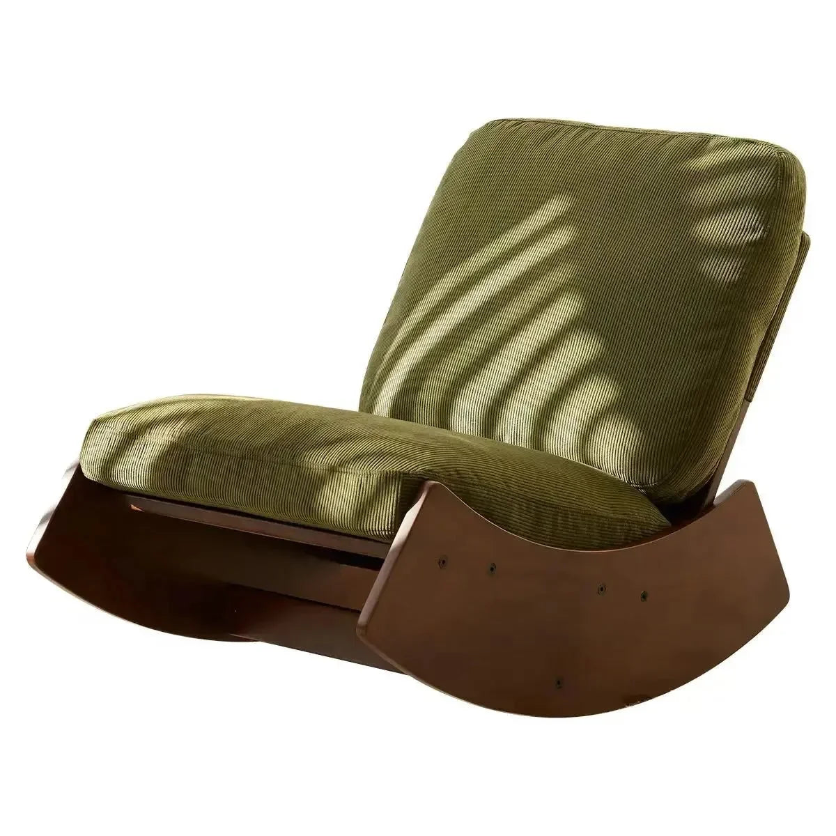 Rocking chair rétro en bois massif et velours vert Image