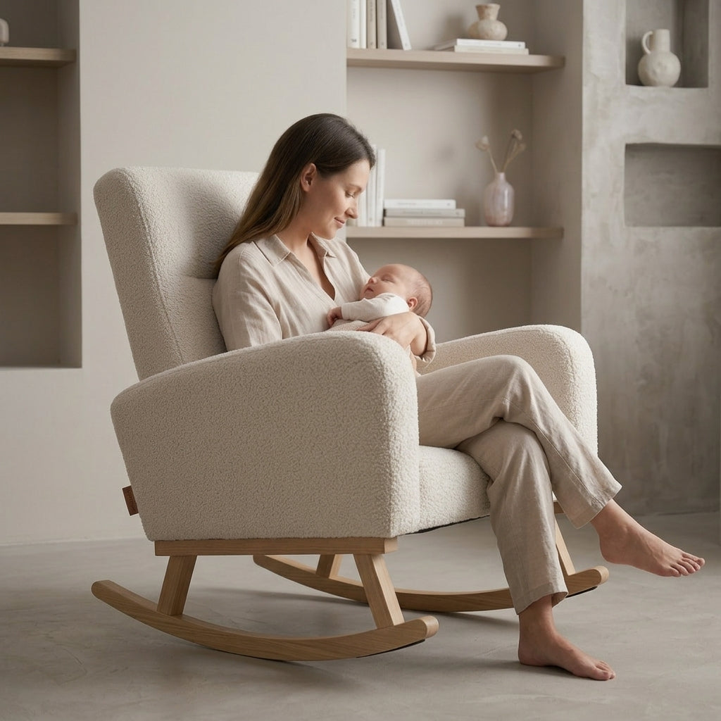 Rocking Chair Teddy Bouclé, Coussin XL 14 cm | DUVET