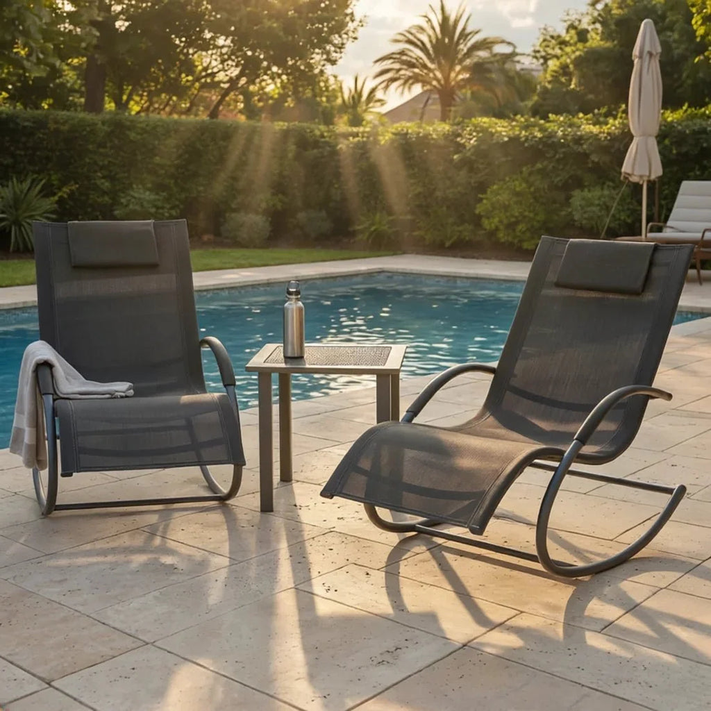 ZENIT – Ensemble 2 Chaises Longues & Table Extérieur - Oscille