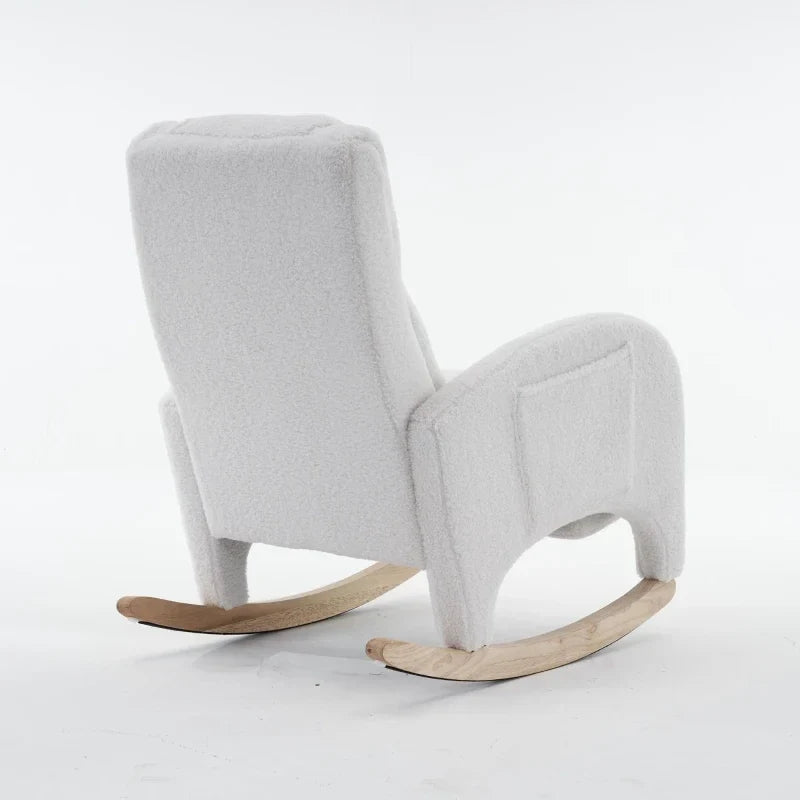 ONA – fauteuil à bascule allaitement teddy, repose-pieds pliable déployé