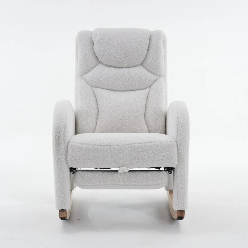 ONA – rocking chair teddy blanc, détail de l'assise moelleuse