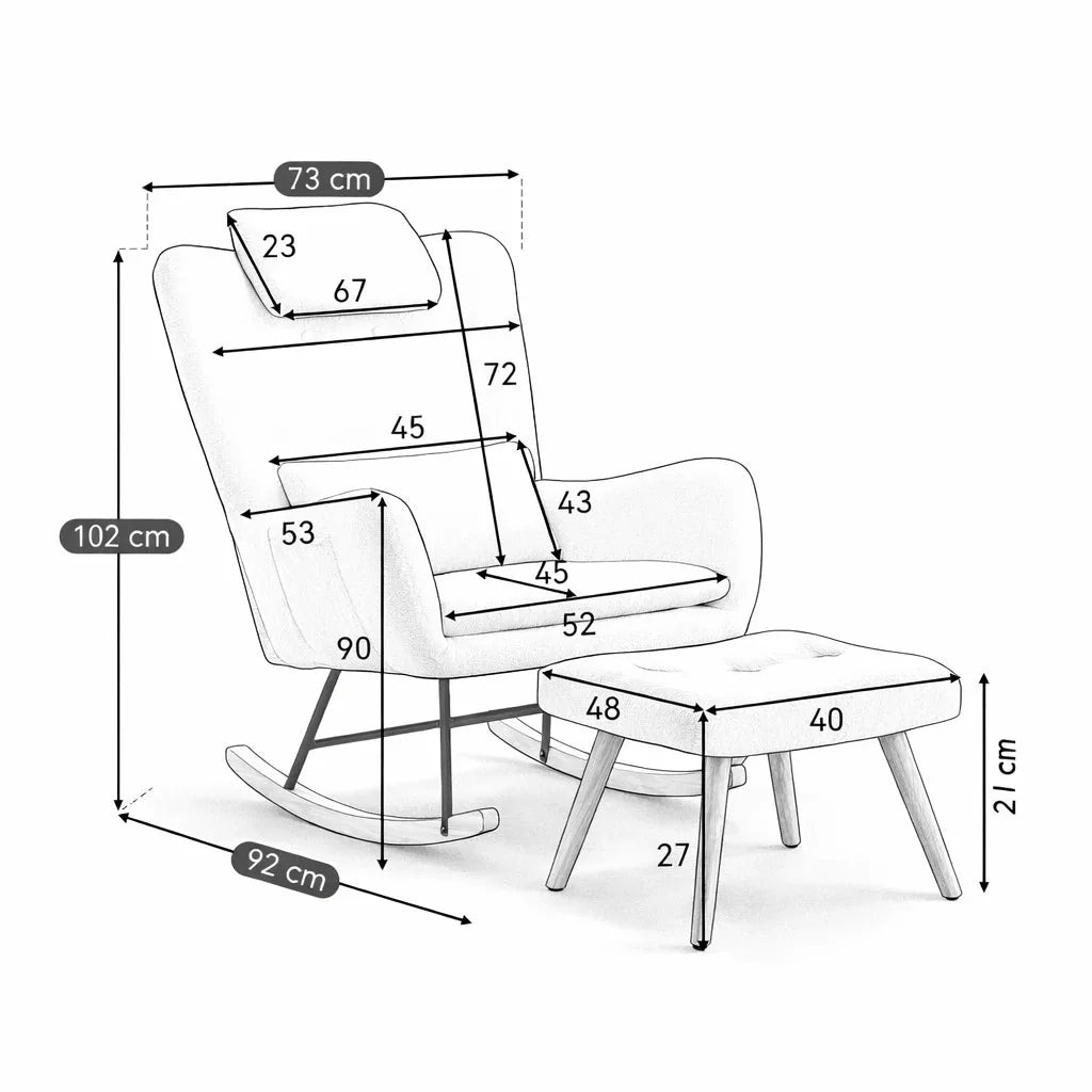 TEDVA - Rocking Chair Ergonomique Allaitement - Oscille