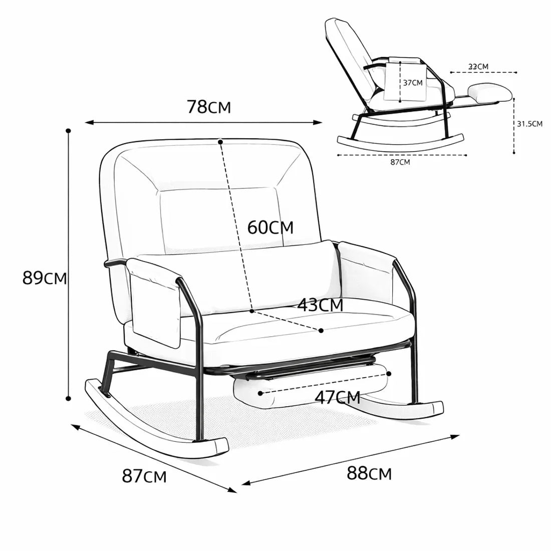 KORVEN – Rocking Chair Inclinable Corduroy - Oscille