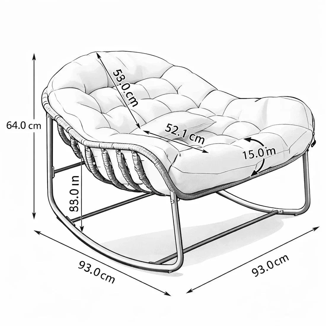 NUEVA – Rocking Chair Rotin Surdimensionné - Oscille