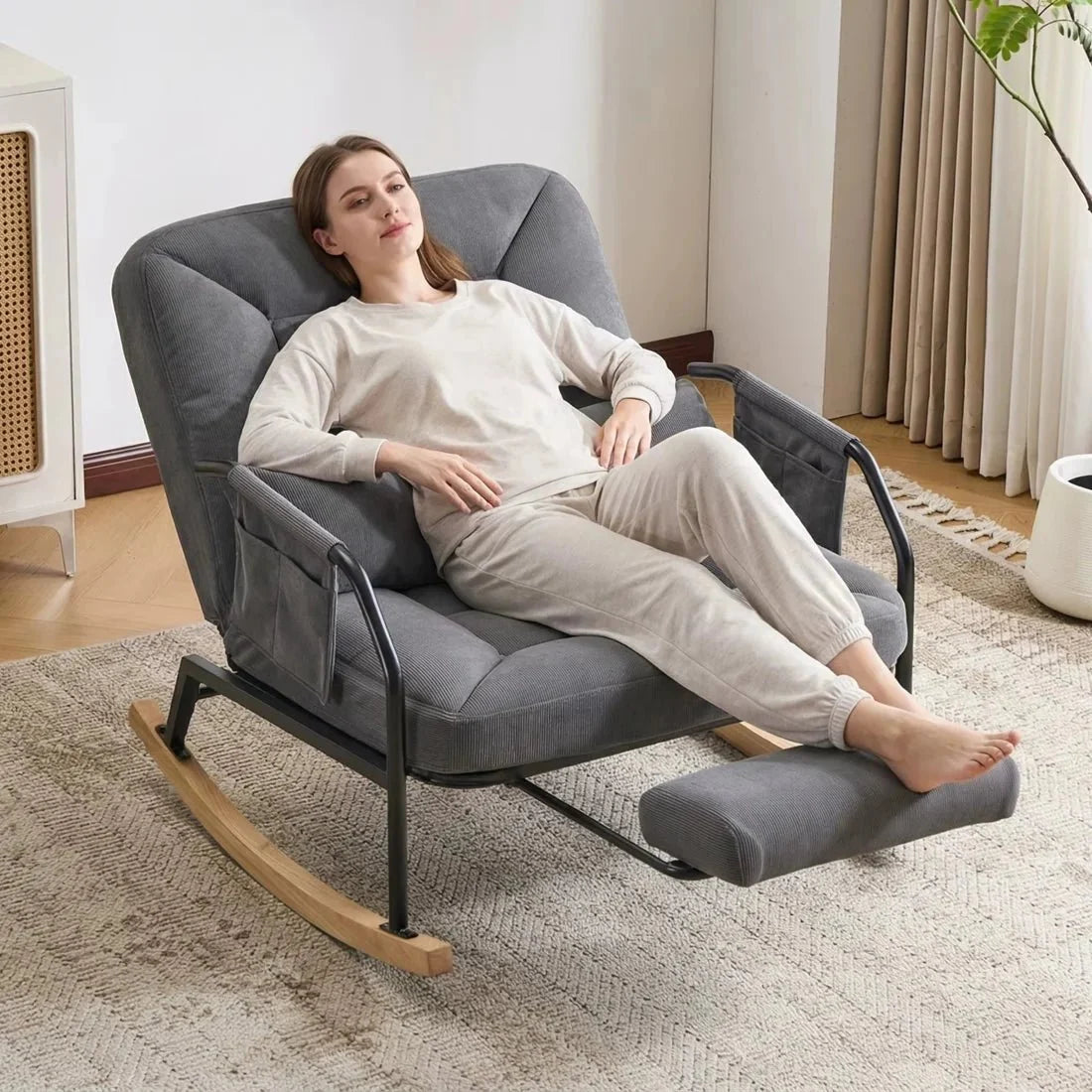 KORVEN – Rocking Chair Inclinable Corduroy - Oscille