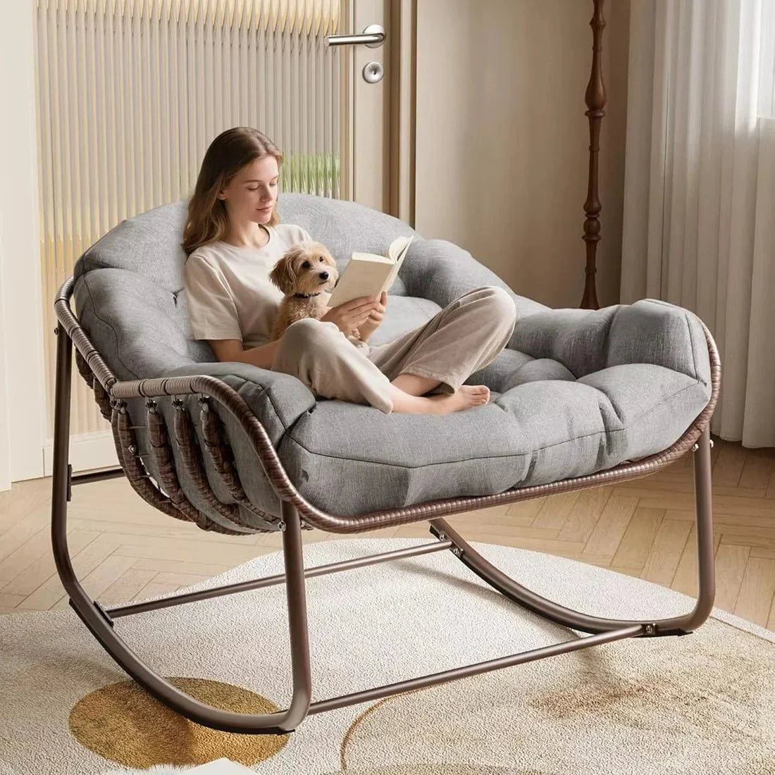 NUEVA – Rocking Chair Rotin Surdimensionné - Oscille