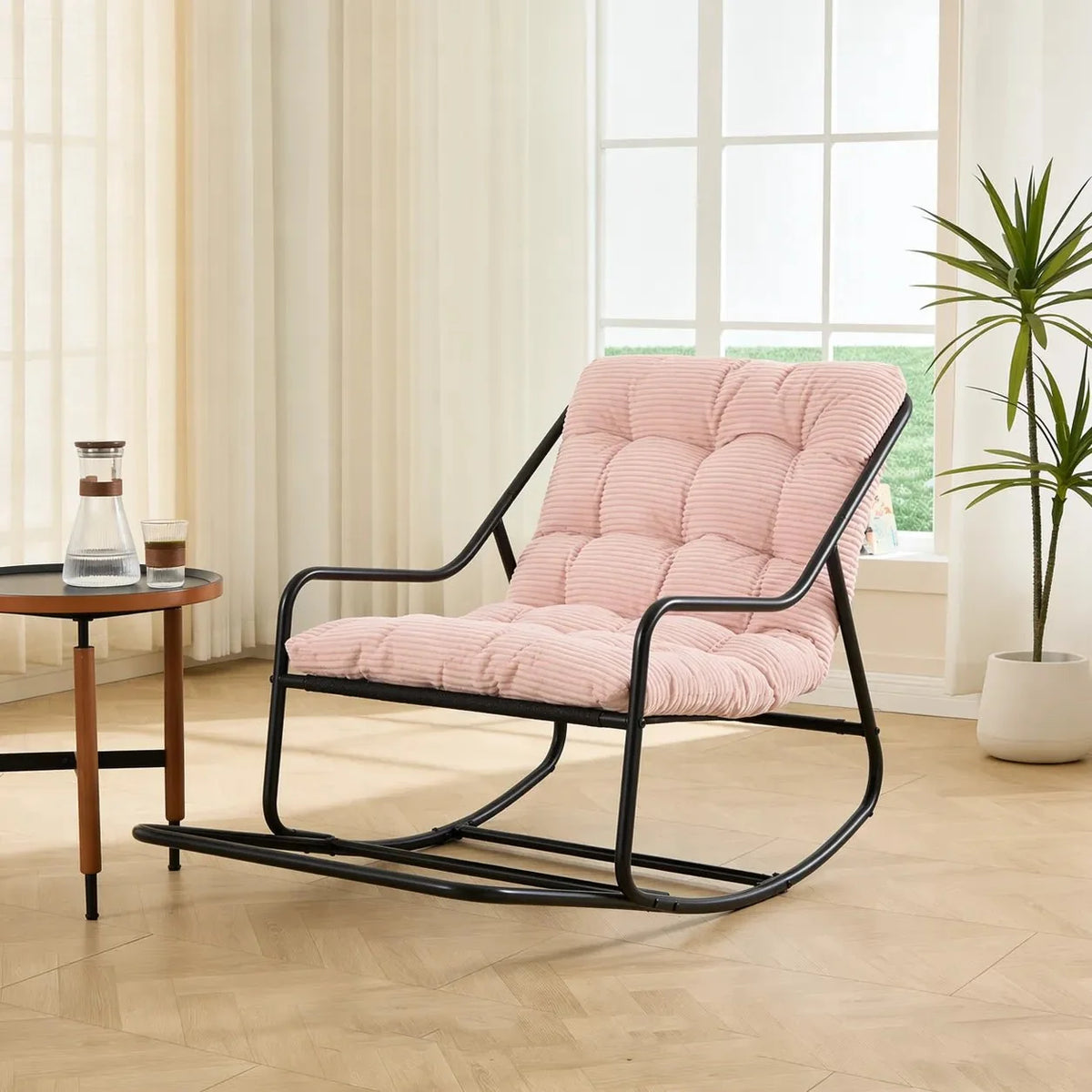 SVIKA - rocking chair corduroy coloris rose, salon