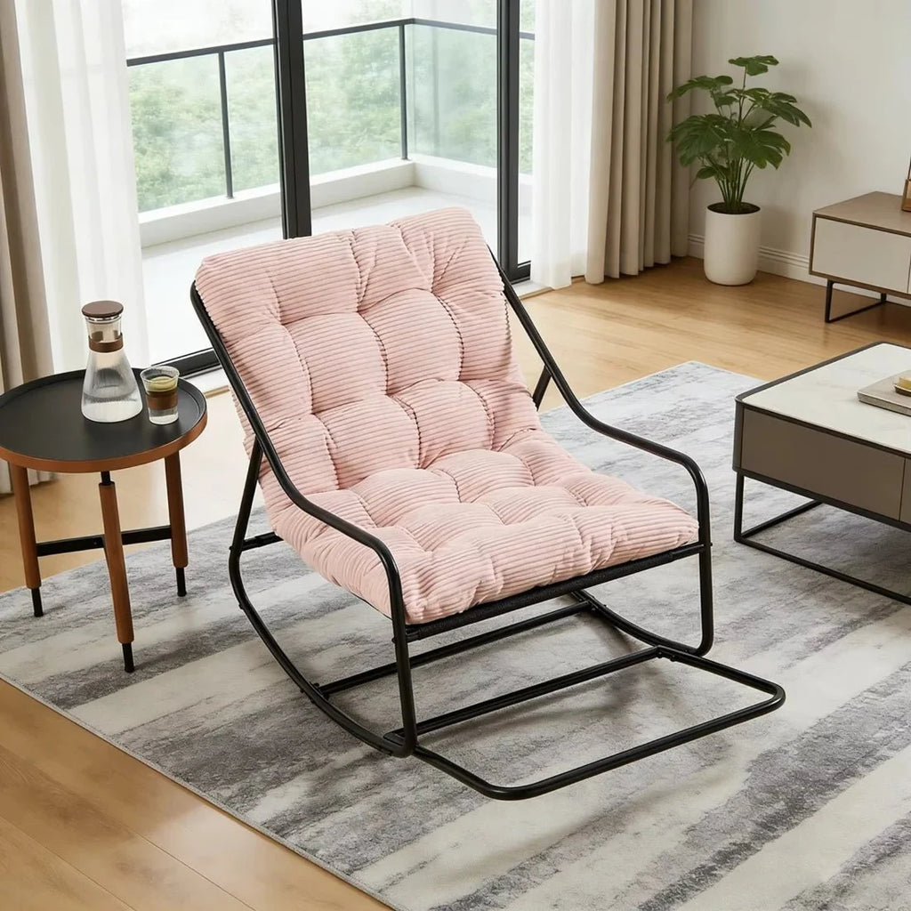 SVIKA - rocking chair corduroy velours côtelé coloris rose