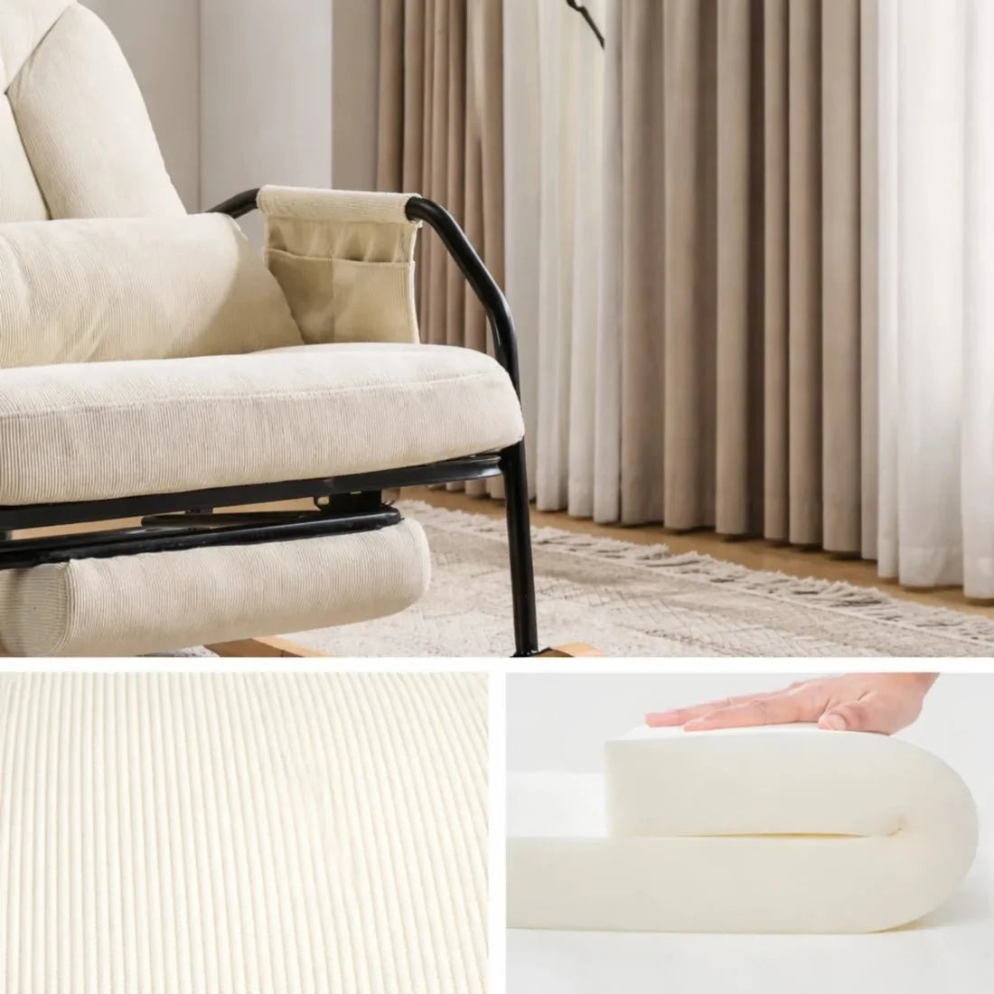 KORVEN – Rocking Chair Inclinable Corduroy - Oscille