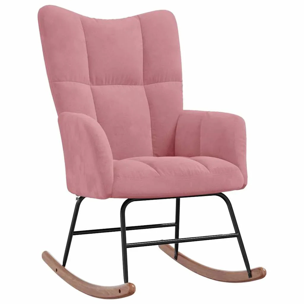 MOLVIK - rocking chair velours coloris bleu denim