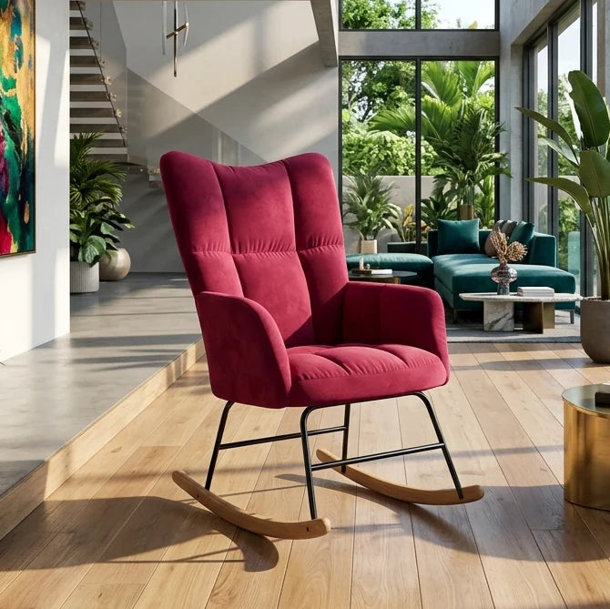 MOLVIK - rocking chair velours rembourré, vue produit