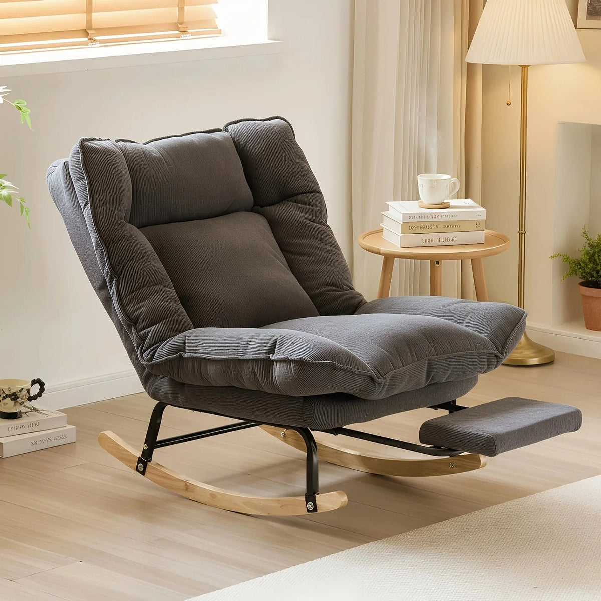 FLEKT - Rocking Chair Inclinable Corduroy & Repose-Pieds - Oscille