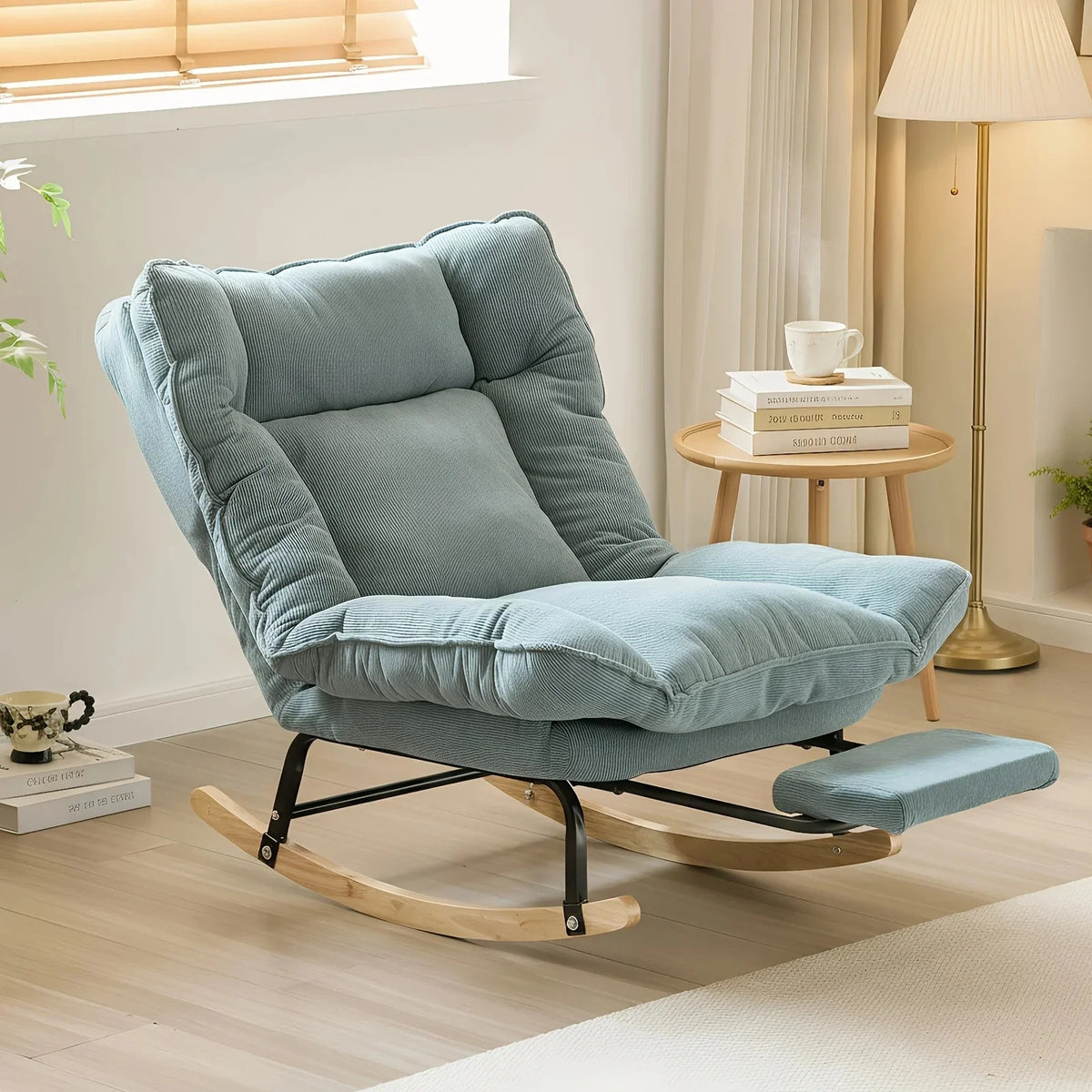 FLEKT - Rocking Chair Inclinable Corduroy & Repose-Pieds - Oscille