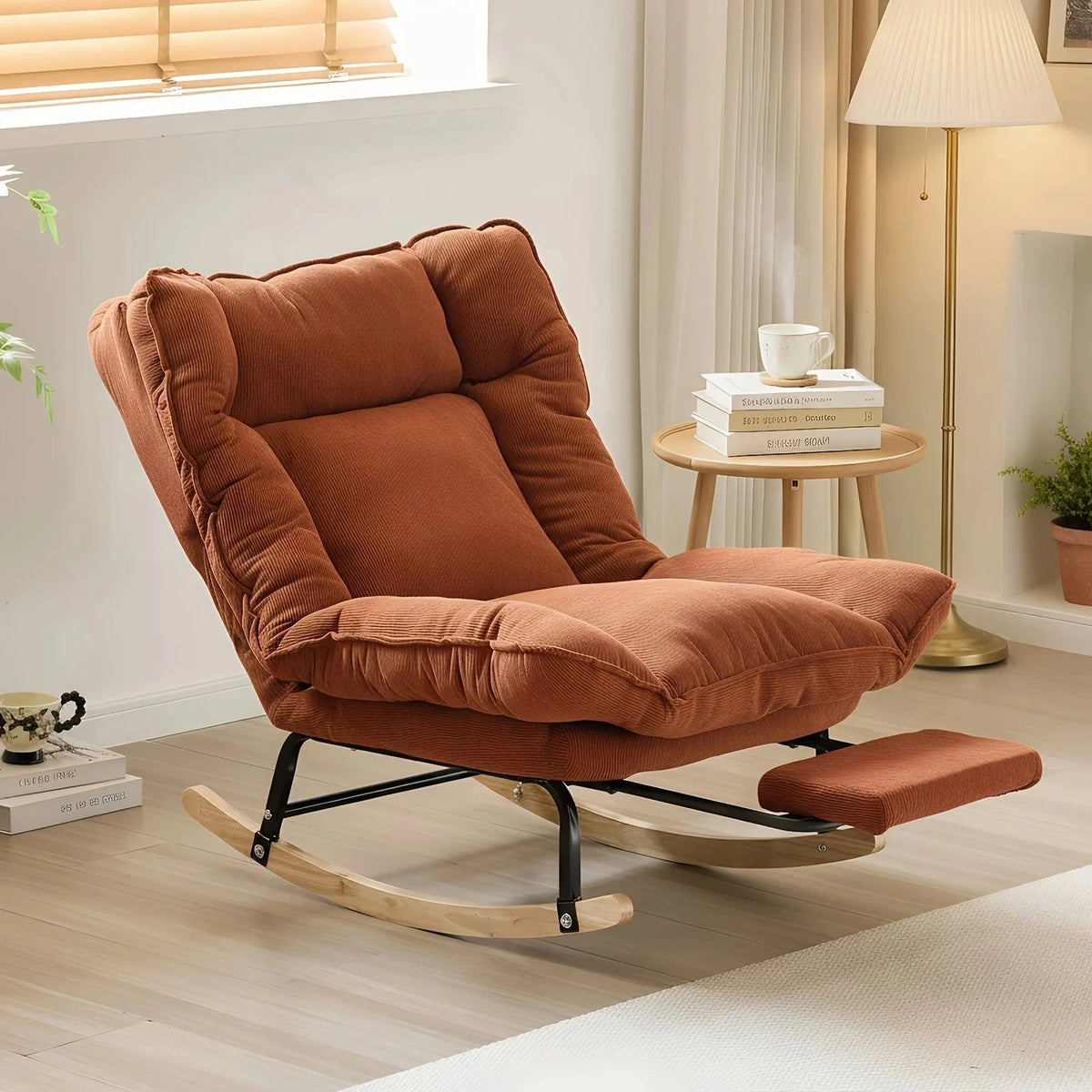 FLEKT - Rocking Chair Inclinable Corduroy & Repose-Pieds - Oscille