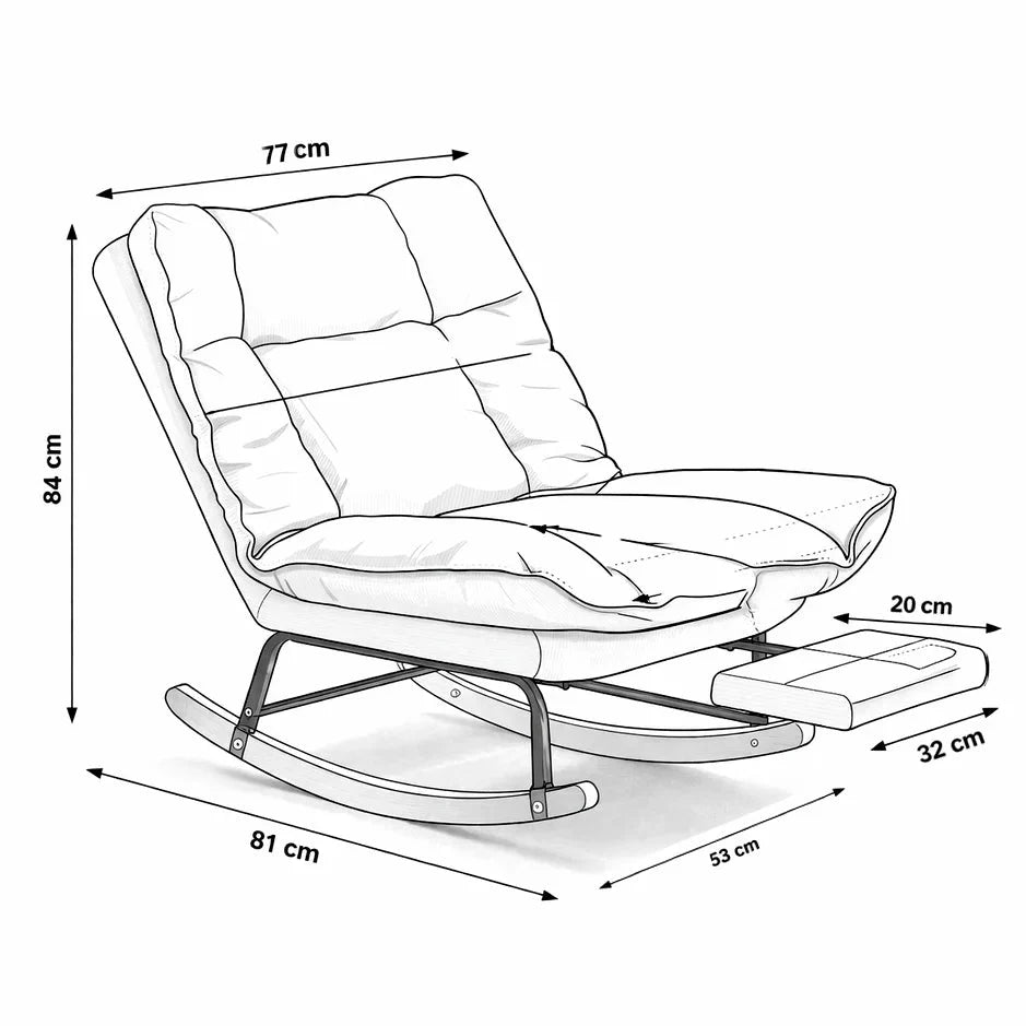 FLEKT - Rocking Chair Inclinable Corduroy & Repose-Pieds - Oscille
