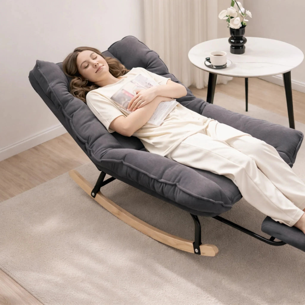 FLEKT - Rocking Chair Inclinable Corduroy & Repose-Pieds - Oscille