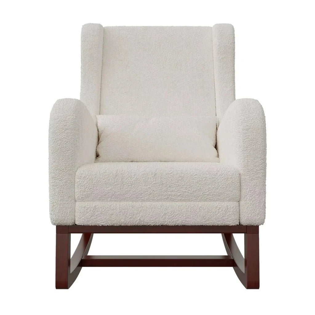 VELKA – Rocking Chair Teddy Blanc Ivoire avec Repose-Pieds - Oscille