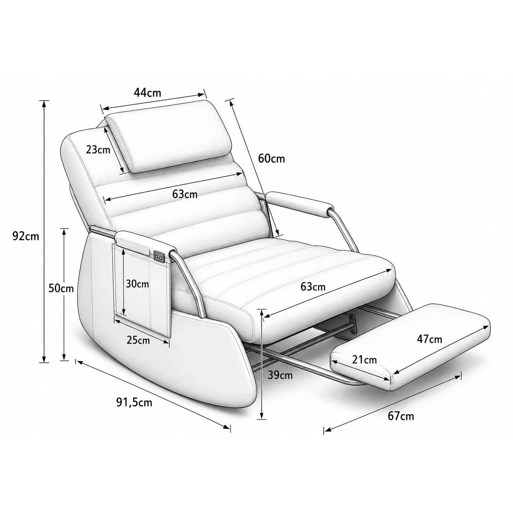 ALORA - rocking chair, schéma des dimensions