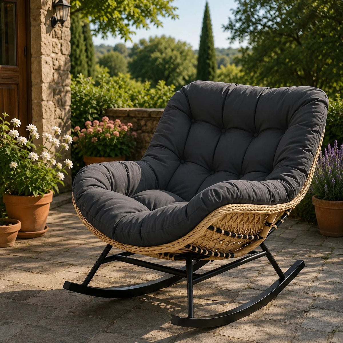 BALIA - fauteuil à bascule papasan coloris gris