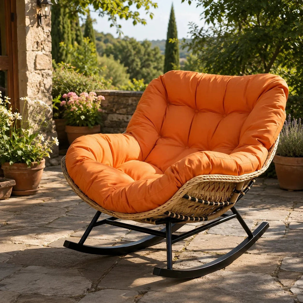 BALIA - fauteuil à bascule papasan coloris orange terracotta
