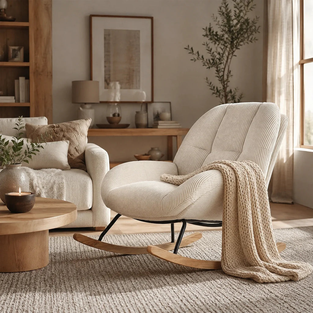MERINO - fauteuil à bascule scandinave, ambiance salon