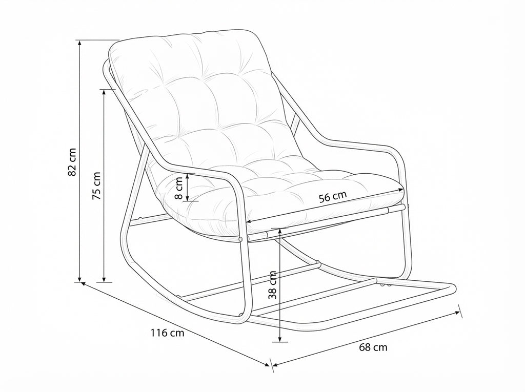 Rocking Chair Corduroy Capitonné, Cadre Métal Noir | NONCHALANCE
