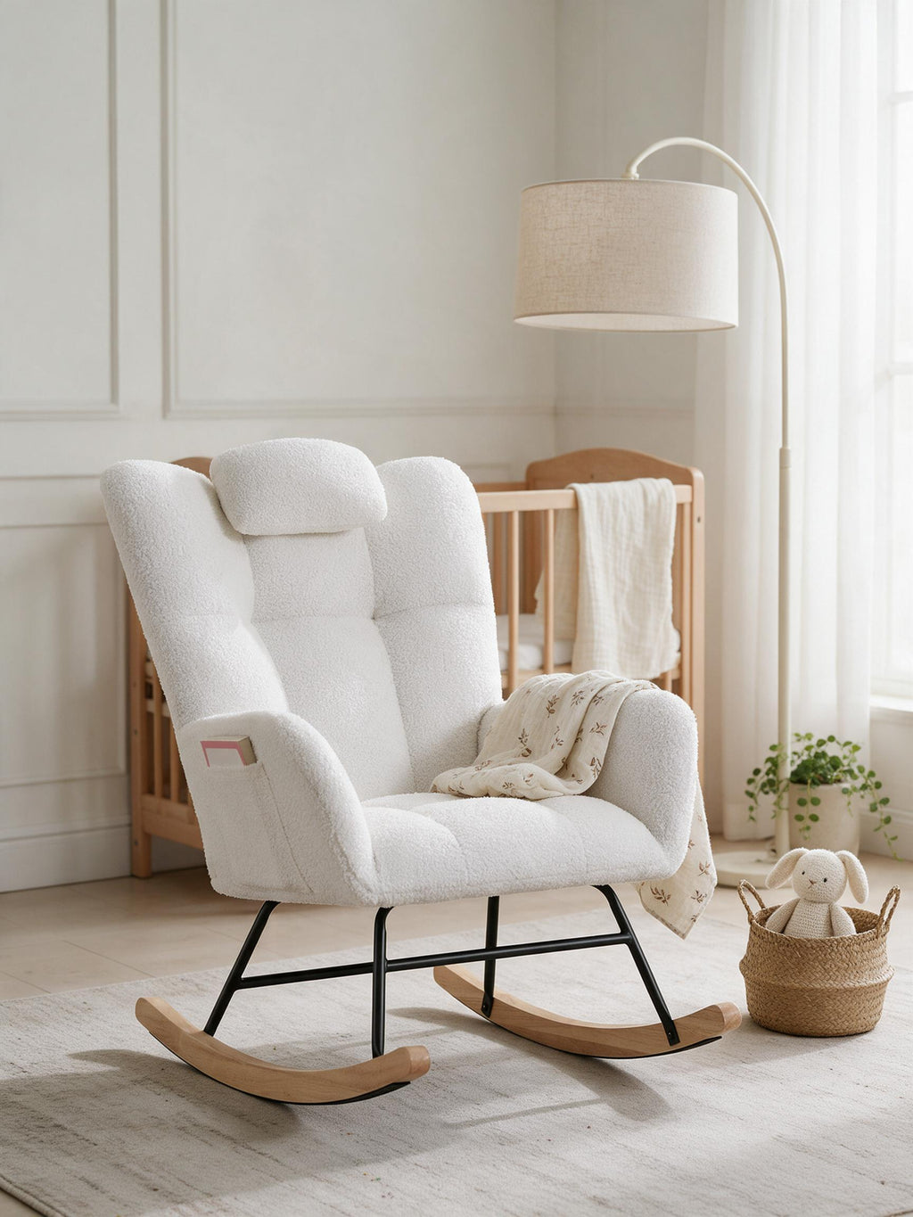 Rocking Chair Teddy Wingback, Appui-Tête Amovible | TENDRESSE