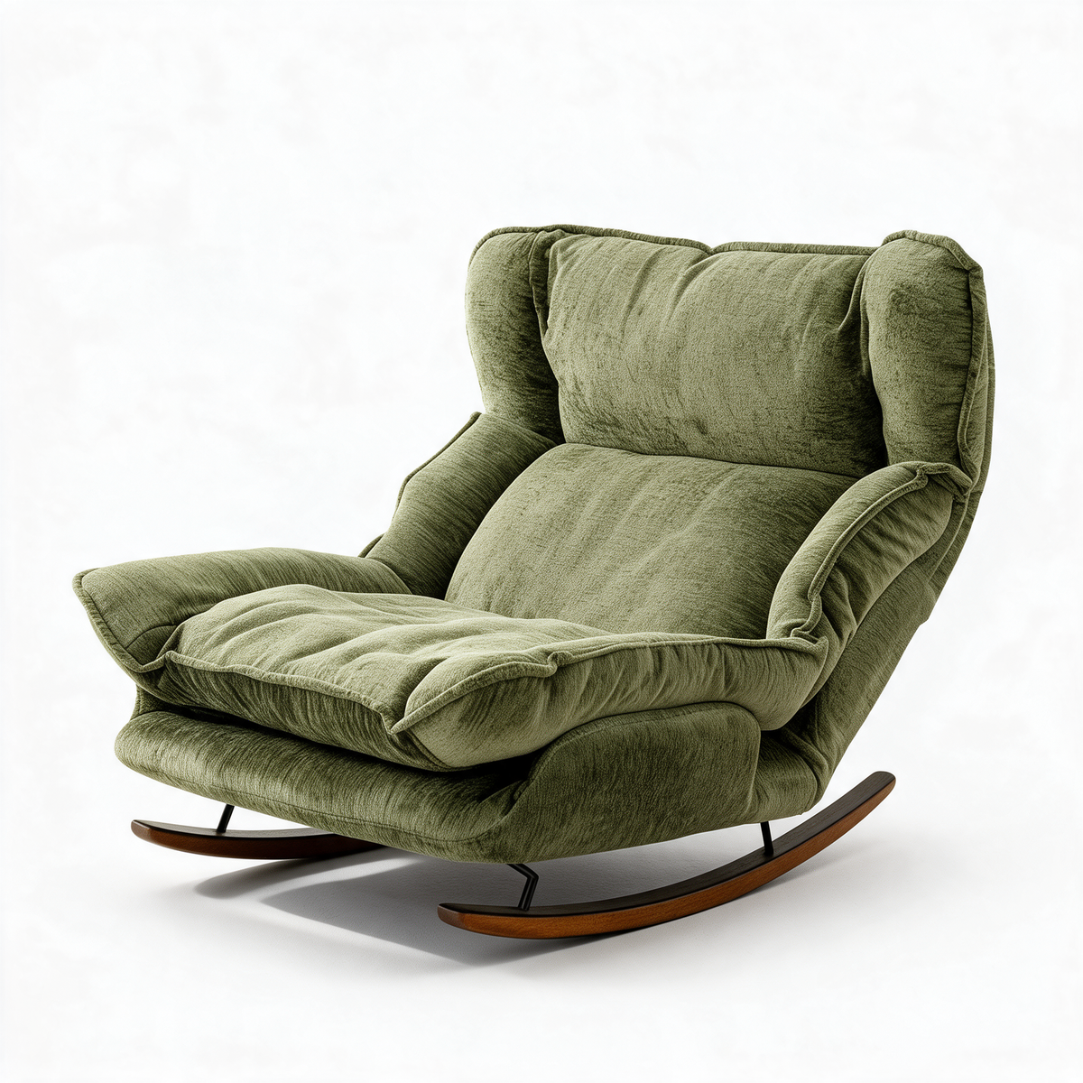 LANGUEUR – fauteuil à bascule coloris kaki sur fond blanc