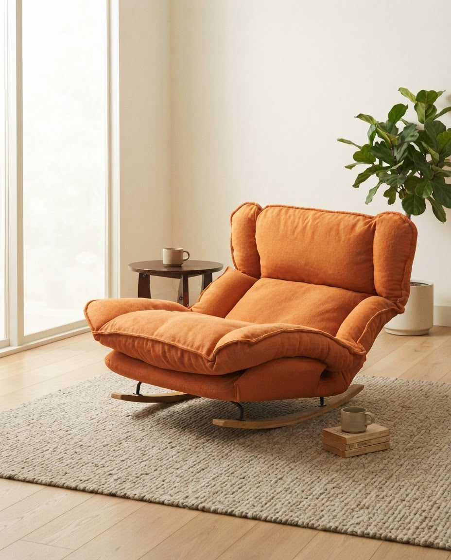 LANGUEUR – fauteuil à bascule coloris orange en situation