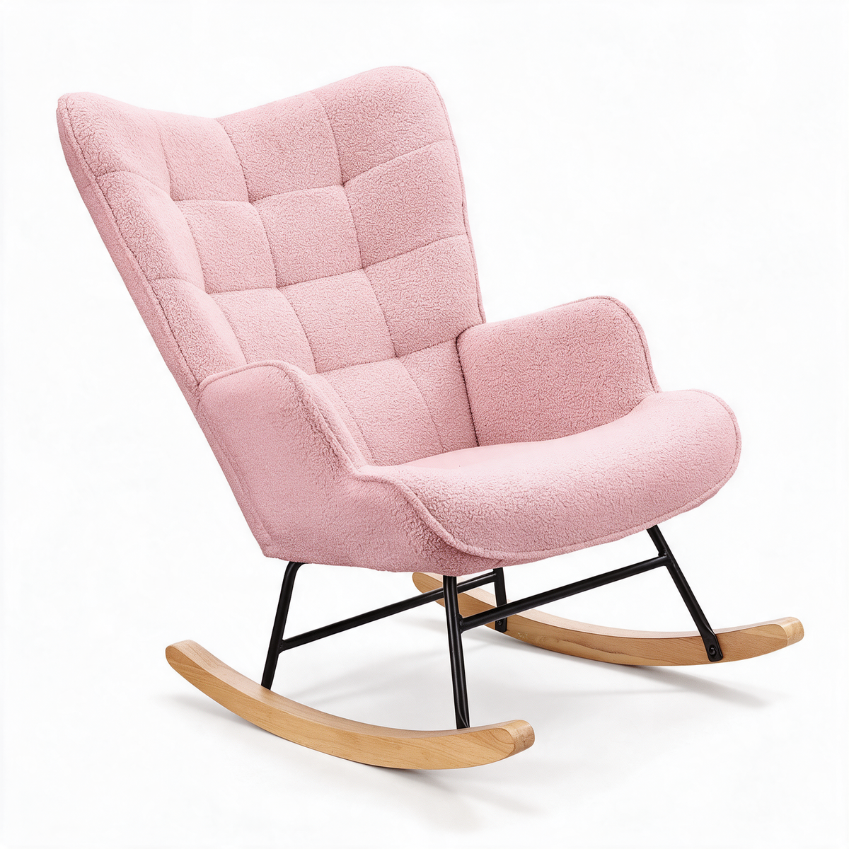 MURMURE – fauteuil à bascule coloris rose sur fond blanc