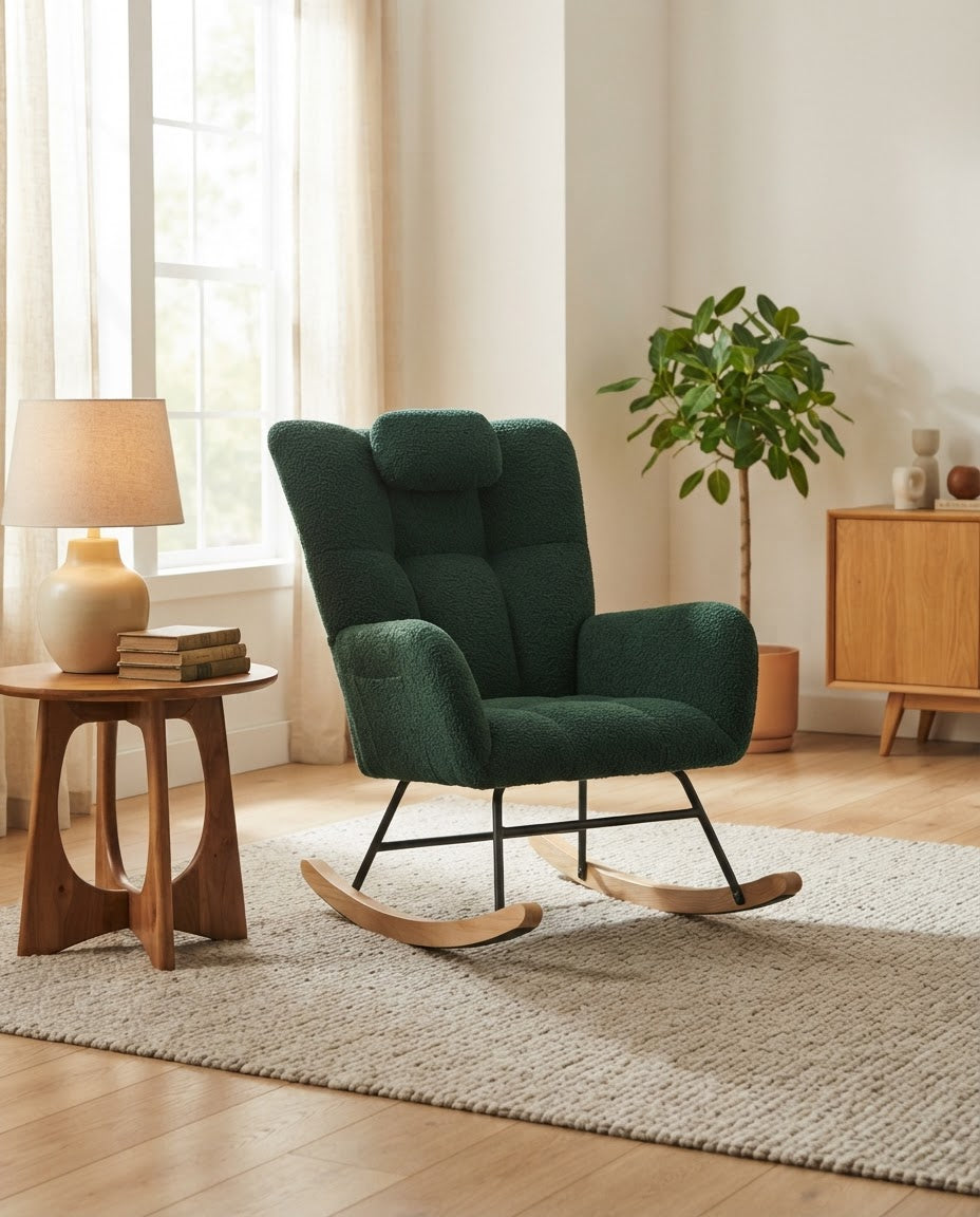 TENDRESSE – fauteuil à bascule coloris vert foncé en situation