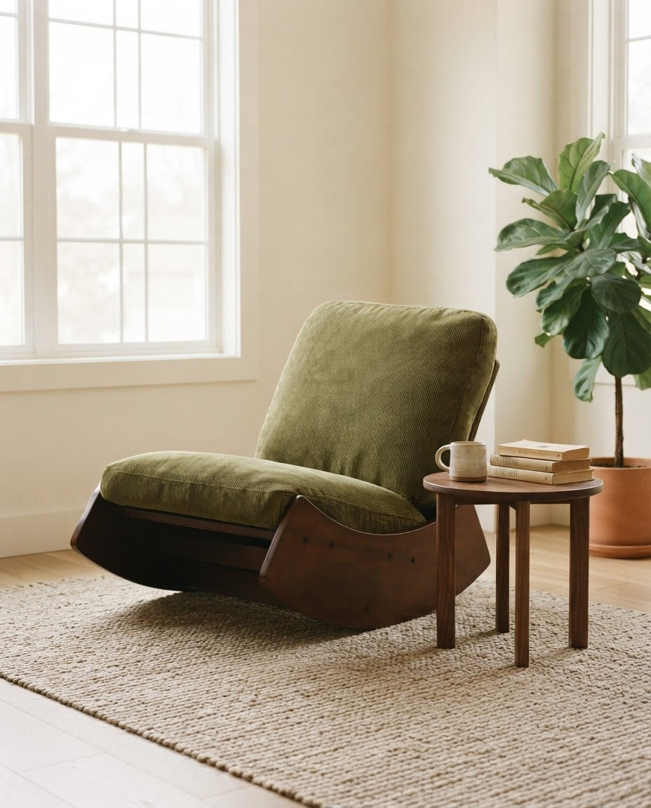 RITOURNELLE – fauteuil à bascule coloris kaki en situation