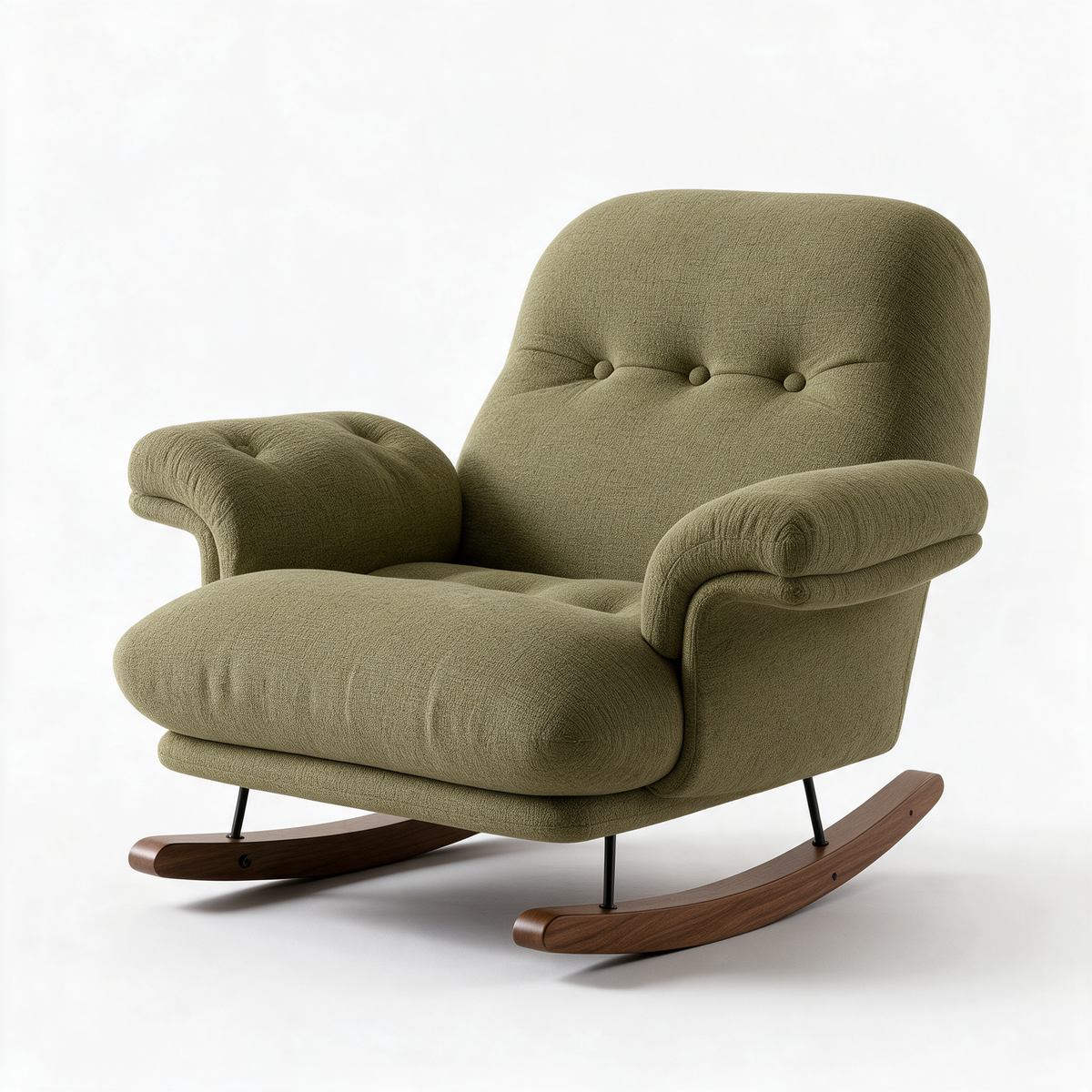PLÉNITUDE – fauteuil à bascule coloris vert olive sur fond blanc