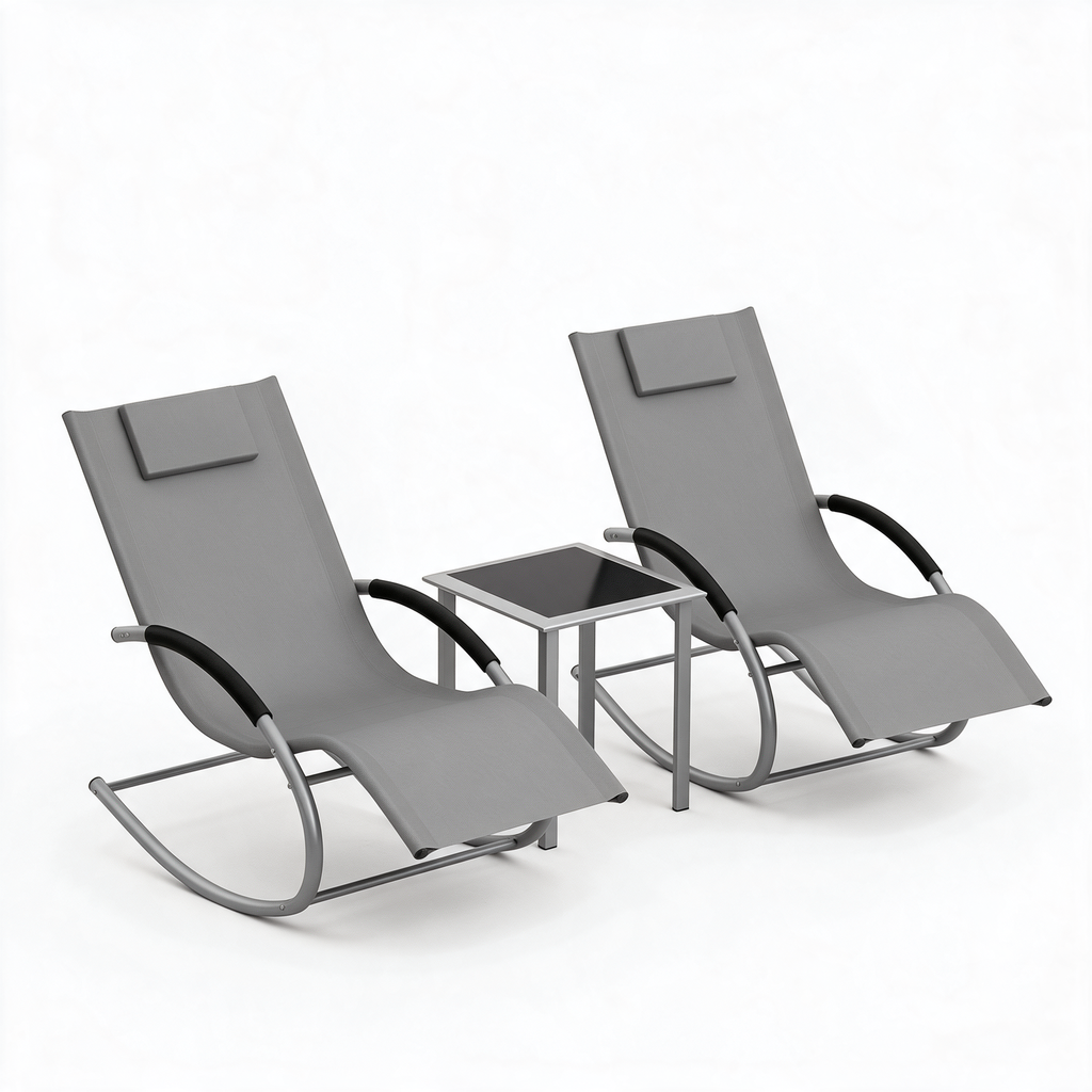 RIVAGE – fauteuil à bascule coloris gris sur fond blanc