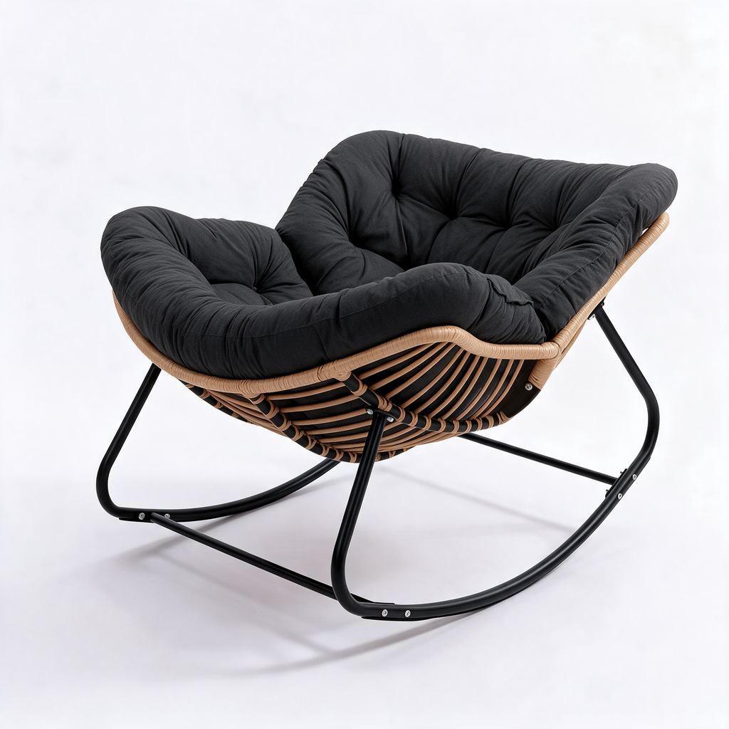 ESCALE – fauteuil à bascule coloris noir sur fond blanc