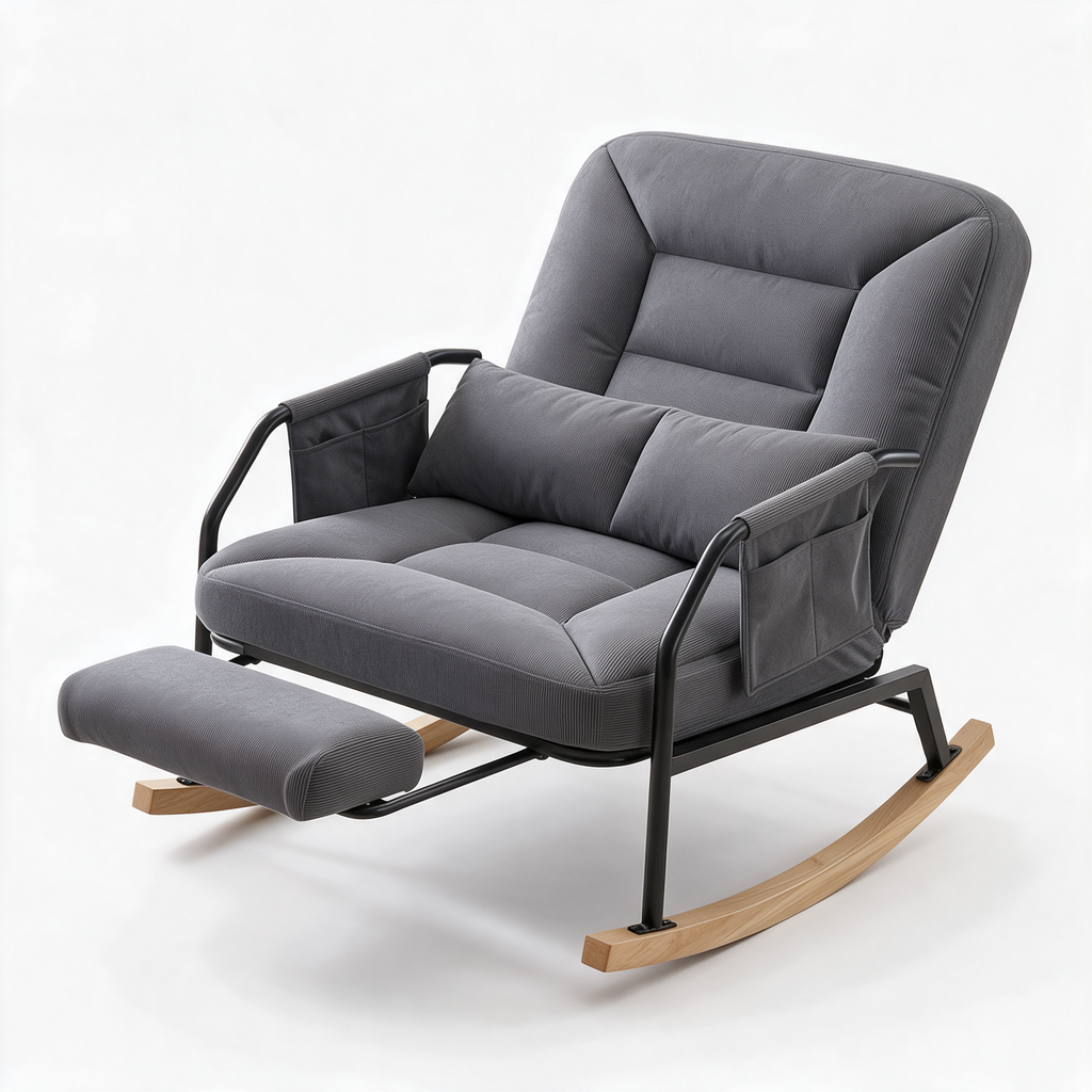 HALTE – fauteuil à bascule coloris gris sur fond blanc