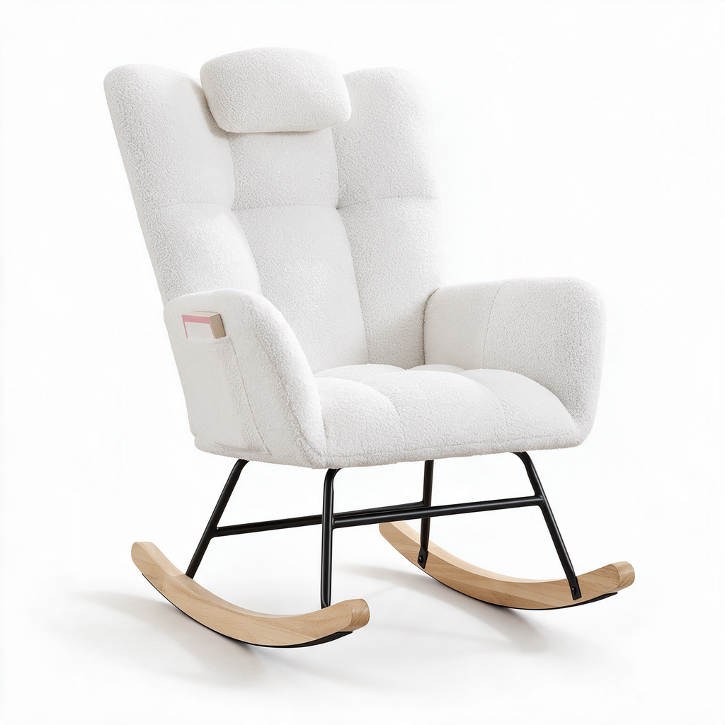 TENDRESSE – fauteuil à bascule coloris blanc sur fond blanc