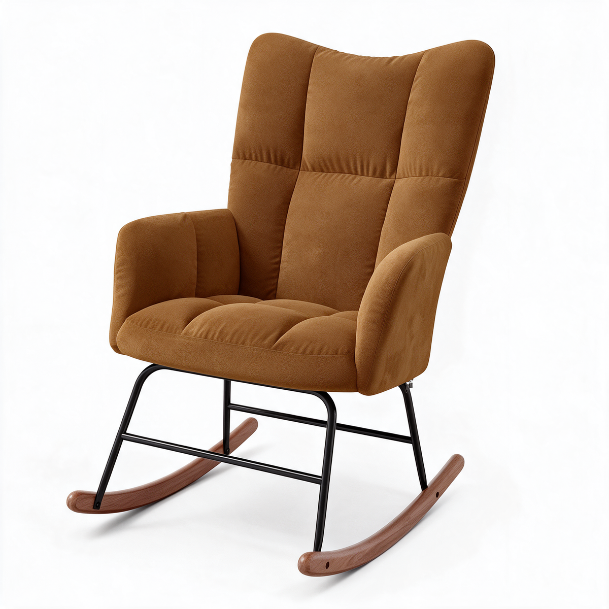ÉDREDON – fauteuil à bascule coloris marron sur fond blanc