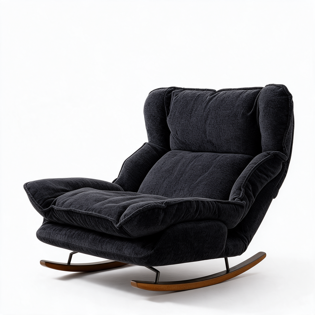 LANGUEUR – fauteuil à bascule coloris noir sur fond blanc