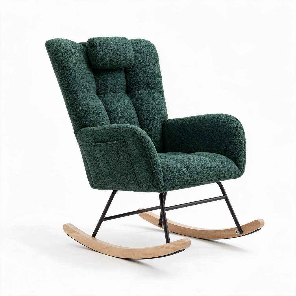 TENDRESSE – fauteuil à bascule coloris vert foncé sur fond blanc