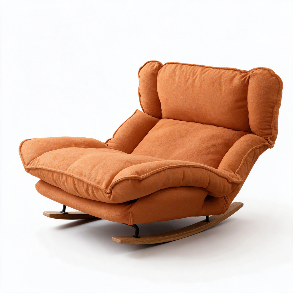 LANGUEUR – fauteuil à bascule coloris orange sur fond blanc