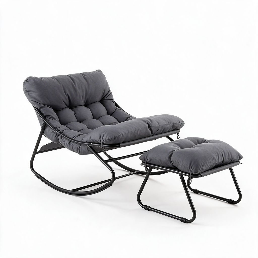 BRISE – fauteuil à bascule coloris gris sur fond blanc