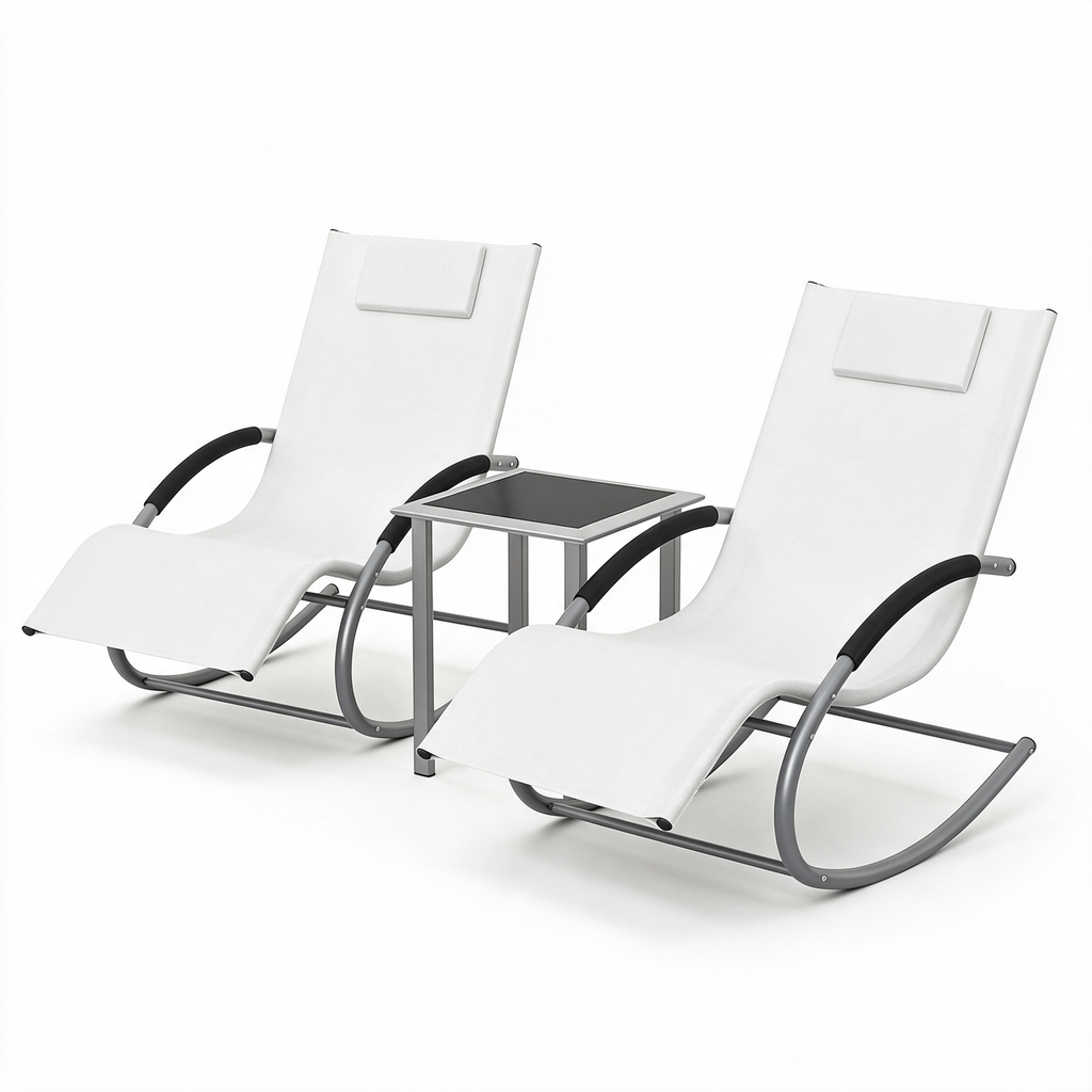 RIVAGE – fauteuil à bascule coloris ivoire sur fond blanc