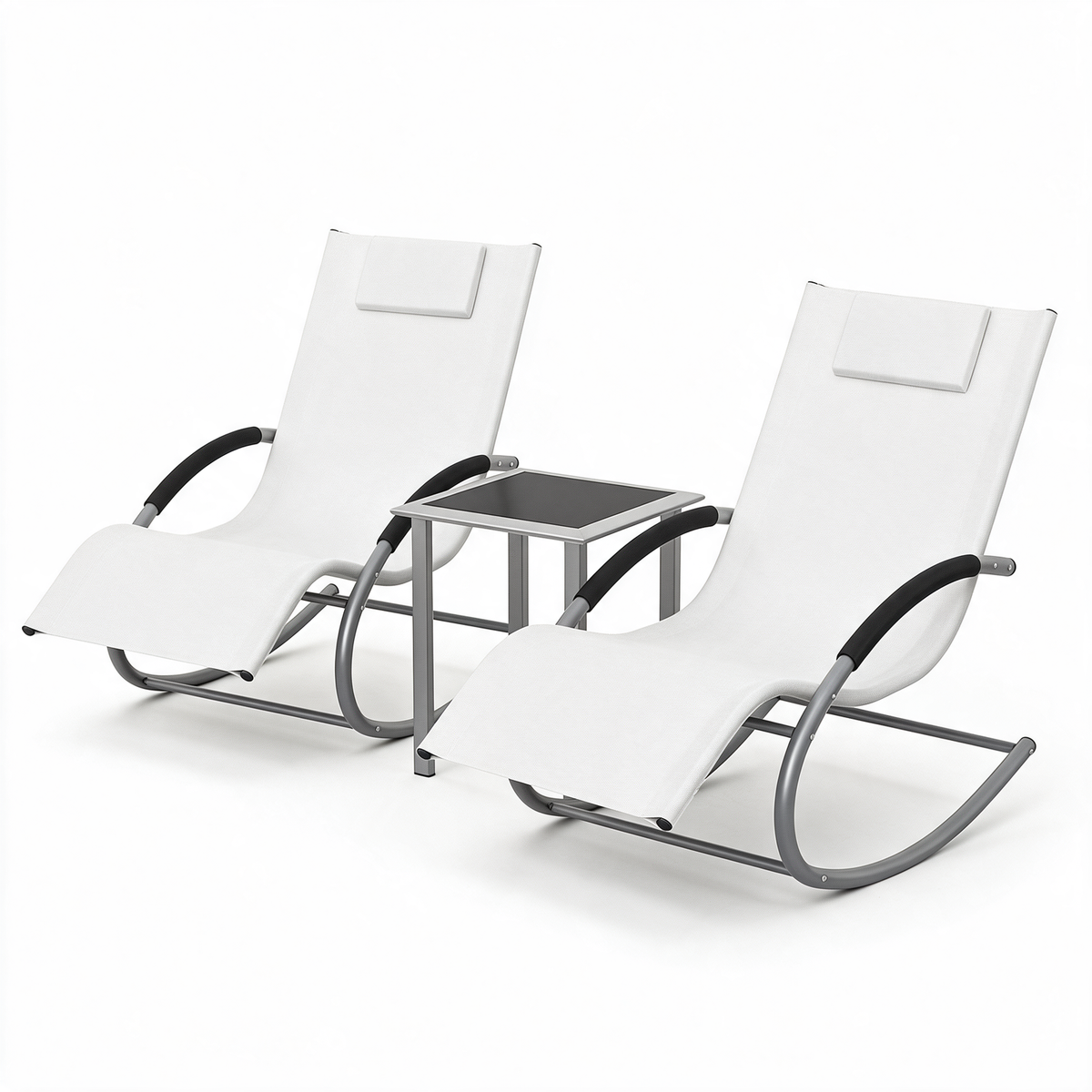RIVAGE – fauteuil à bascule coloris ivoire sur fond blanc