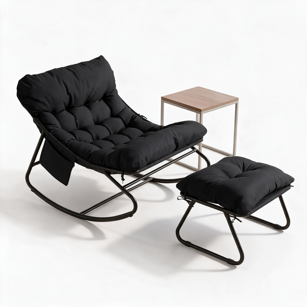 BRISE – fauteuil à bascule coloris noir sur fond blanc