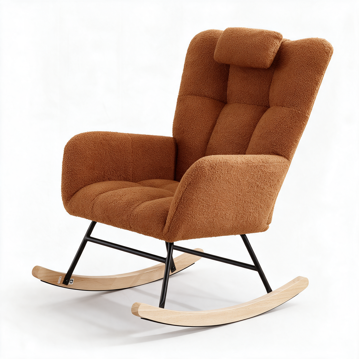 TENDRESSE – fauteuil à bascule coloris camel sur fond blanc