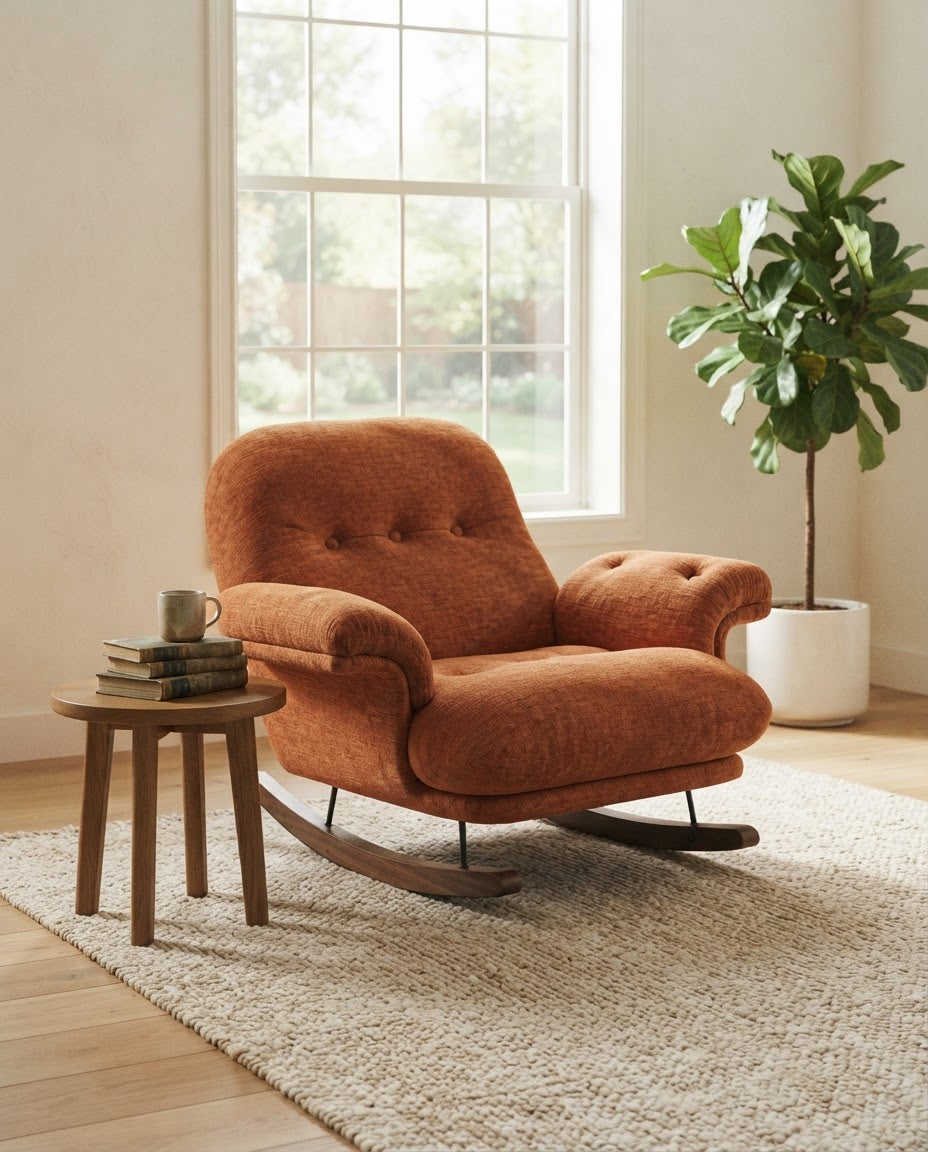 PLÉNITUDE – fauteuil à bascule coloris orange en situation