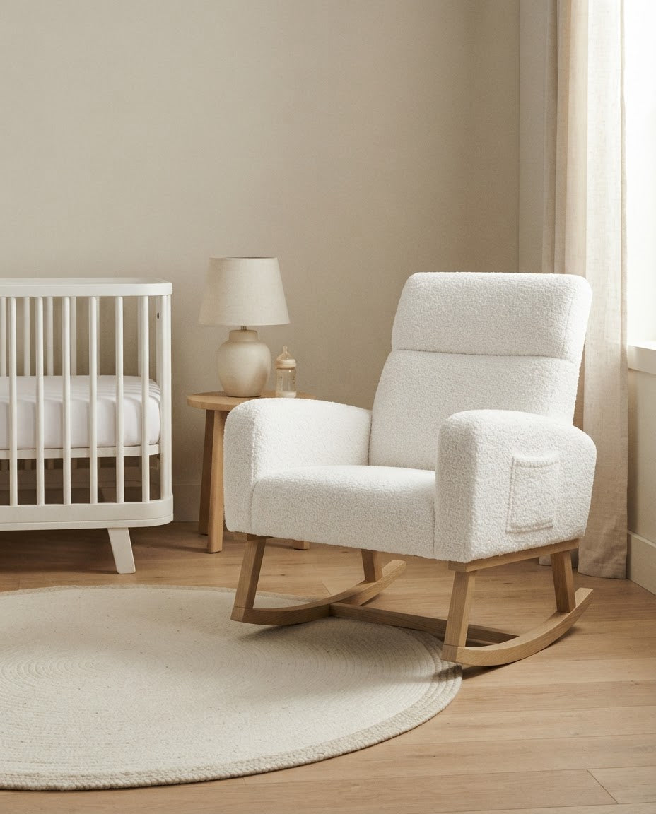 DUVET – fauteuil à bascule coloris ivoire en situation
