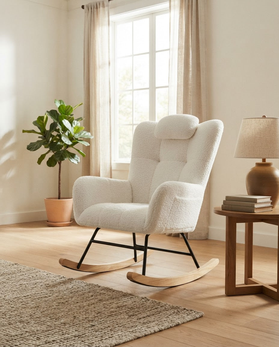 TENDRESSE – fauteuil à bascule coloris blanc en situation